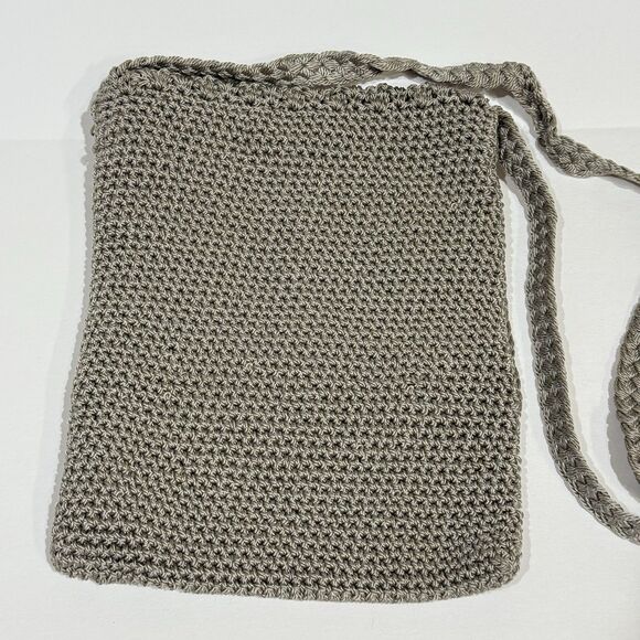 CHATEAU CROCHET GRAY VINTAGE CLUTCH PURSE CROSSBODY BAG BOHO STYLE - Picture 3 of 15
